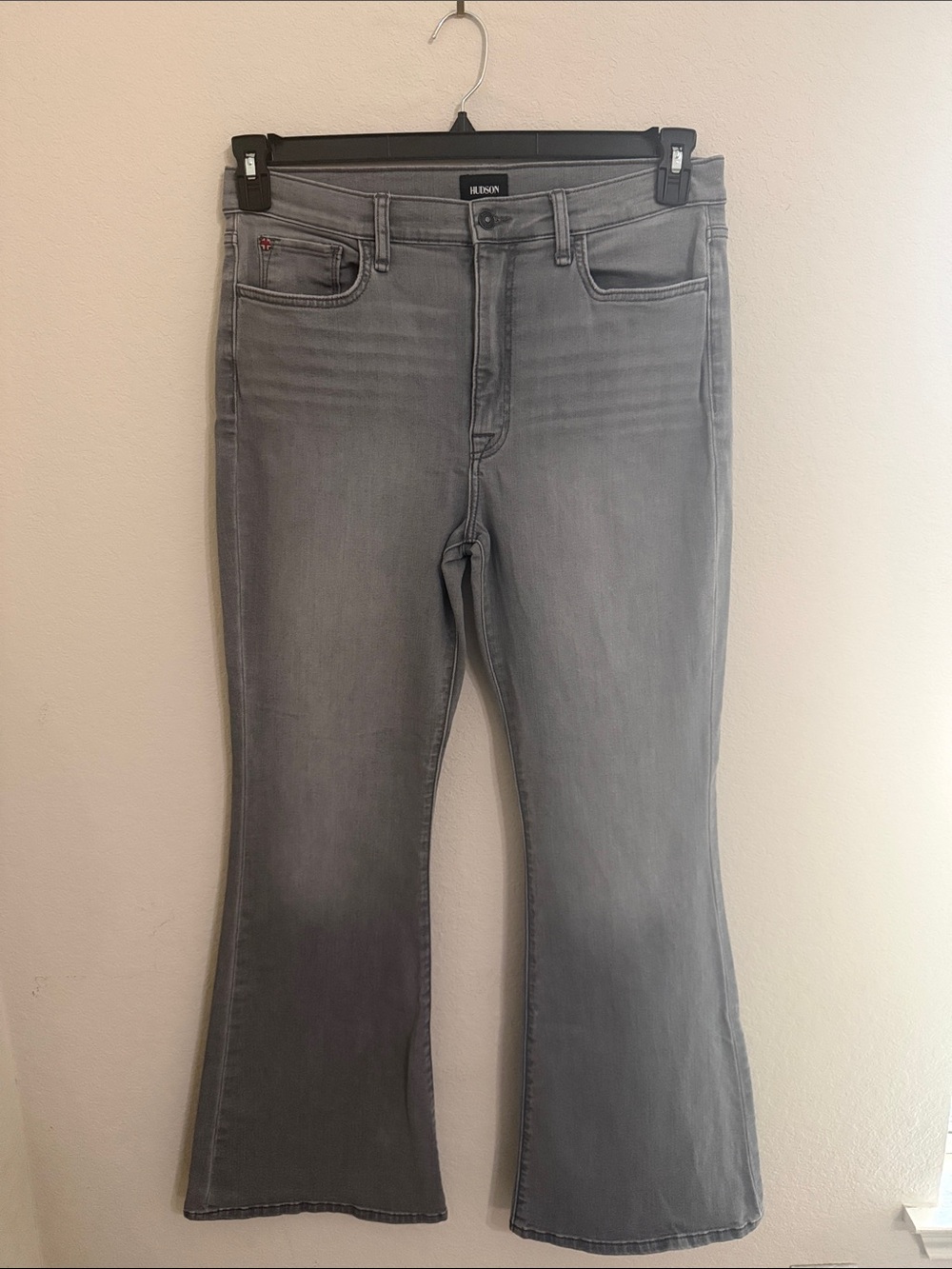 Hudson Heidi High Rise Flare Jeans Gray Wash Womens Size 32 Stretch Cotton